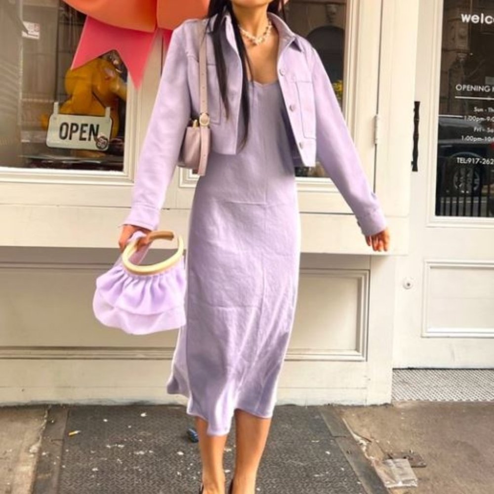 Aritzia Wilfred Only Slip Satin Midi Dress - Lilac